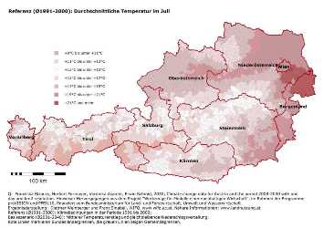 Durchschnittliche Temperatur im Juli in der Vergangenheit (Ø1991-2000)